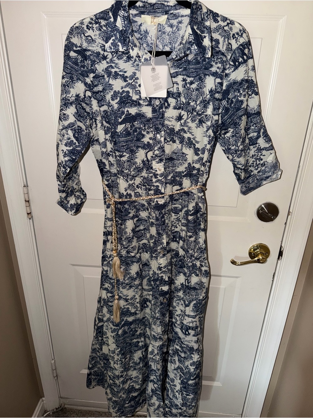 FIRENZE Made In Italy Blue Print Dress 100% Cotton